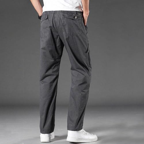 Men's Cargo Pants Elastic Waist Lightweight Drawstring Pull On Straight Leg Trousers Loose Fit Lightweight Workwear4