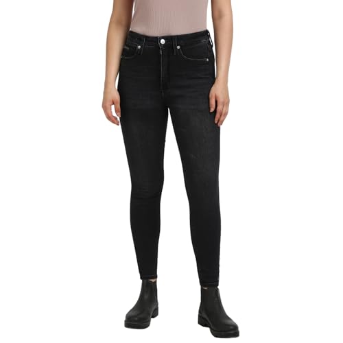 Calvin Klein Damen Jeans Hose High Rise Ankle Skinny Fit, Schwarz (Denim Black), 25W Calvin Klein Damen Jeans Hose High Rise Ankle Skinny Fit, Schwarz (Denim Black), 25W