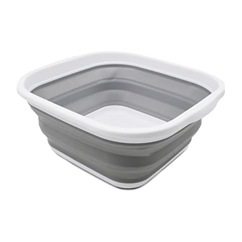 SAMMART 5.5L Collapsible Washing Tub (White/Grey, 5.5L tub) Cover