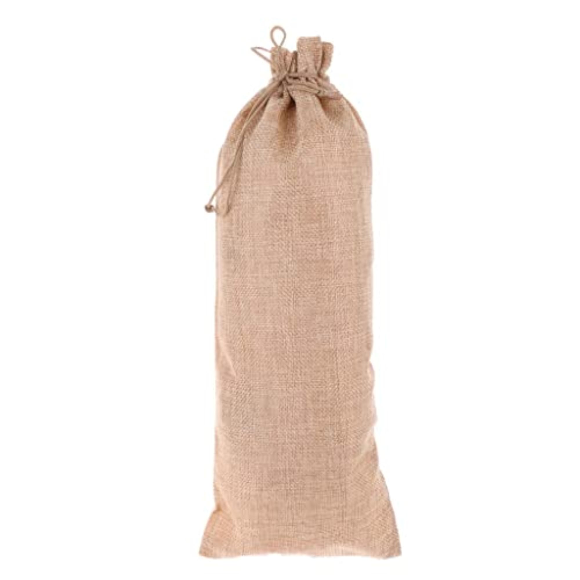 Rustic Burlap Wine Bag with Drawstrings Wedding Christmas Hostess Gift Bag