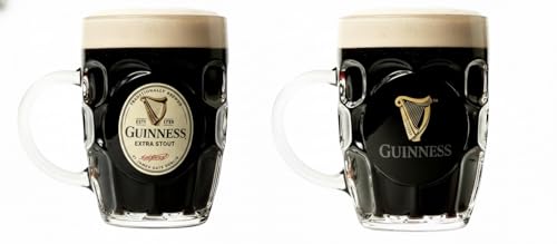 Guinness 20oz Beer Glasses Twin Pack Tankards Compatible | Certified Official Merchandise | Ideal gift for Beer Lovers