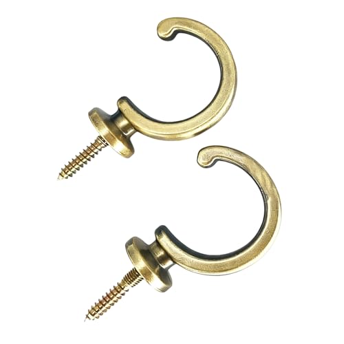 Homiladi – Lot de 2 embrasses de rideaux en laiton robuste avec vis, finition antique pour rideaux de fenêtre et de douche