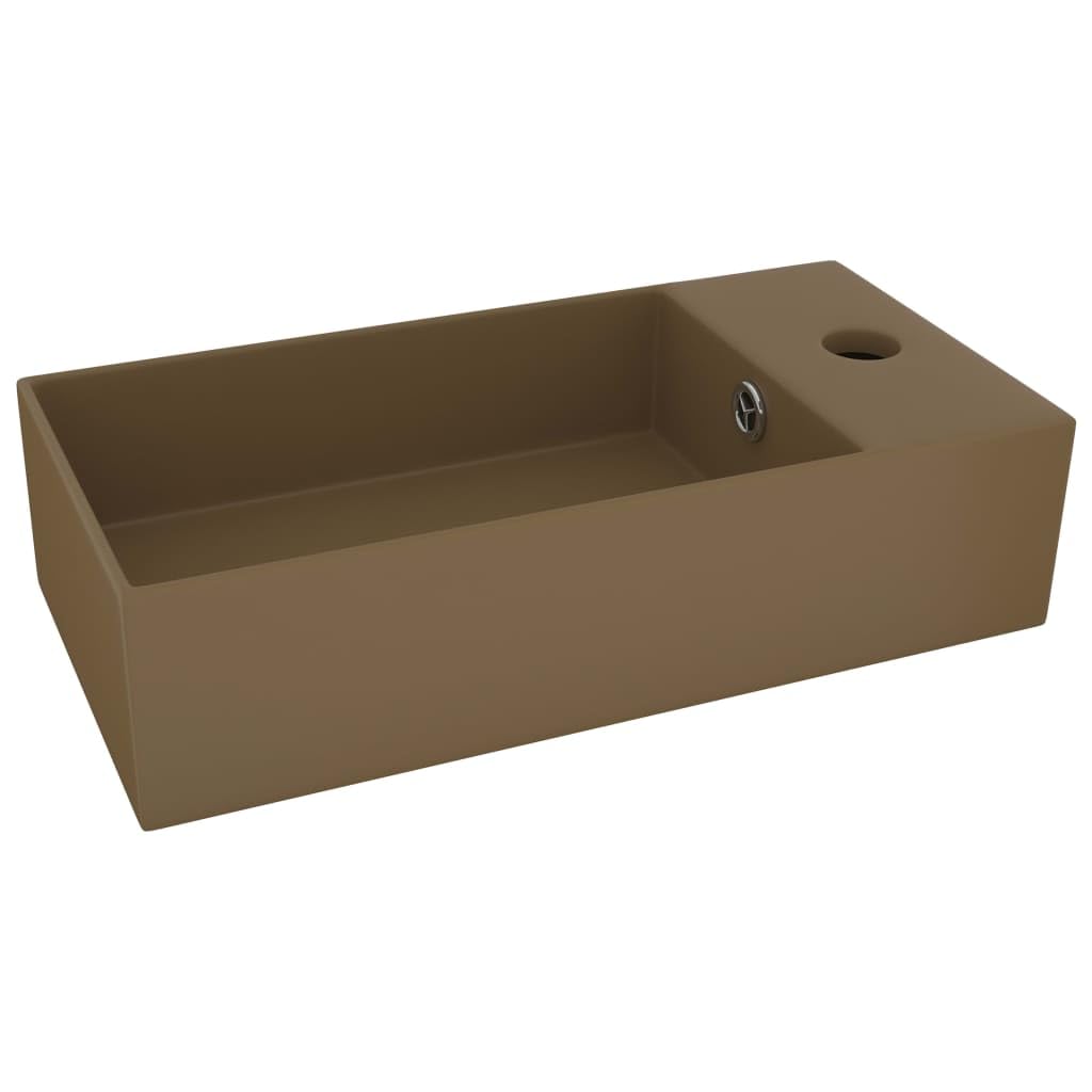 SKM Badezimmer-Waschbecken mit Überlauf Keramik Matt Creme,Heimwerkerbedarf,Sanitärbedarf,Sanitärkeramik & Armaturen,Waschbecken & Spülen,Badezimmer-Waschbecken,Creme,10.6 kg,146996
