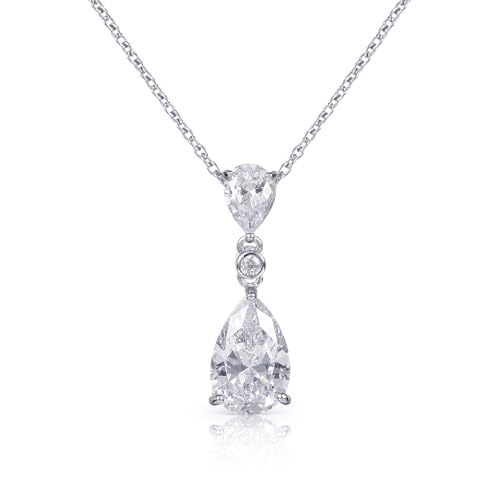 Collier pour femme en argent sterling 925 pendentif goutte zircon blanc brillant