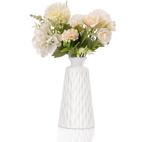FUPOVASE White Boho Vase for Gift/Decor, Rustic Farmhouse Flower Vases