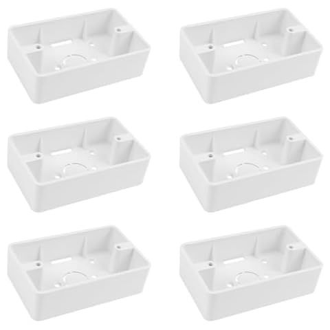 YOLUFER 6 Pcs Switch Outlet Box, Wall Socket Plate, Surface Mount Backbox Safety Electrical Installation Accessory for Home, White Cover