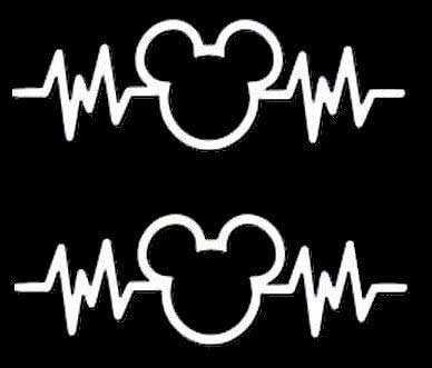 Image of Mickey Mouse Heartbeat Decal Vinyl Sticker White for Cars Trucks SUV Laptops Walls Glass Metal Bumper - 5.5 inches