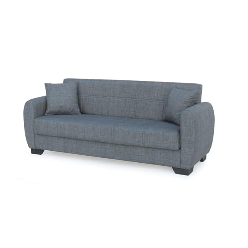 PEGANE Canapé-lit 3 Places clic-clac Sofa Convertible en Tissu Gris - Longueur 215 x Hauteur 85 x Profondeur 84 cm