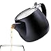 Tealyra - Pluto Porcelain Small Teapot Black - 18.2-ounce (1-2 cups) - Matte Finish - Stainless Steel Lid and Extra-Fine Infuser To Brew Loose Leaf Tea - 540ml