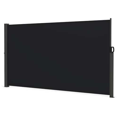 GOPLUS Store Banne Rétractable, Store Vertical Exterieur sans Percage, avec Cadre en Métal, Tissu Imperméable, Brise-Vue Pliable pour Jardin Balcon Piscine...