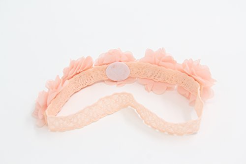 Baby Toddler Elastic Chiffon Flower Headbands Princess Girls Hand Sewing Beads Flower Headwear Nylon (QJ11 White pink) (QJ11 White pink)4