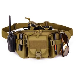 Honexa Outdoor Unisex Waist Bag Tactical Military Waist Pack Chest Bag Pouch, 35 x 17 x 4 cm (Brown)