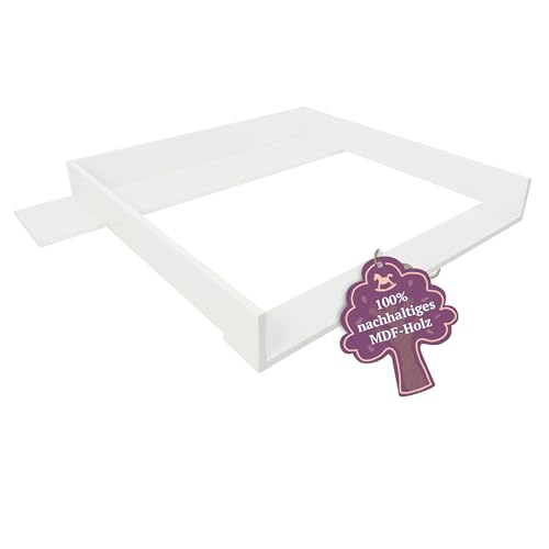 Puckdaddy® Marius | Wickelaufsatz für IKEA Hemnes Kommode u.Ä. | 108x80x10 cm, Weiß | Wickelauflage mit Blende aus MDF-Holz | Premium Wickeltisch Aufsatz inkl. Montagematerial zur Wandmontage