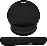 GIM Keyboard Wrist Rest Mouse Mat Set, Ergonomic Keyboard Wrist Support Memory Foam Mouse Mat with Wrist Cushion Support for Computer and Laptop Home Office Gaming (Black)