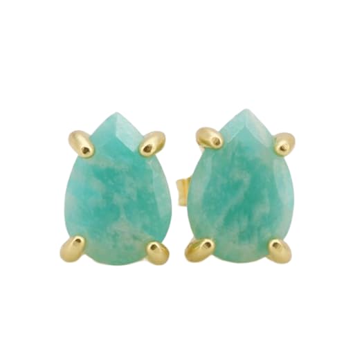 Boucles d'oreilles amazonite naturelle femme en argent sterling 925 poire