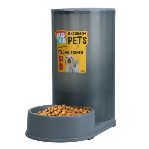 Excellent Pets Wasserturm – Für 3,8 l – Tränke – Wasserspender – BPA-frei – rutschfeste Füße – Tierzubehör – Für Hunde und Katzen – Grau