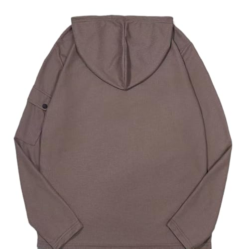 Long Sleeve Waffle Shirt Men Hooded Hoodie Waffle Knit Hoodie Sweatshirt - image 5