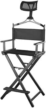 Folding Directors Chair, Portable Aluminum Makeup Artist Chair with Headrest for Studio and Outdoor Use