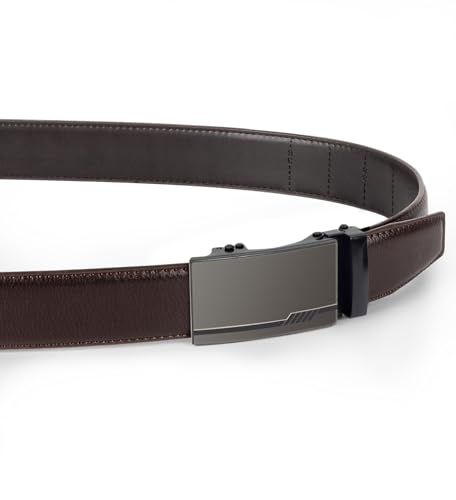 Image of Leather Ratchet Belts For Men 2 Pack,Slide Ratcheting Belt,Adjustable Click Dress Belt