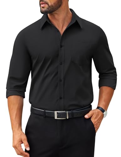 COOFANDY Mens Tech Dress Shirts Long Sleeve Poplin Formal Shirt Casual Button Down Shirts