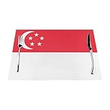 Tischset mit Singapur-Flagge, gewebtes PVC, isoliert, rutschfest, leicht zu reinigen, für Esstisch, 1 Stück