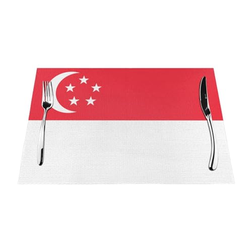 Tischset mit Singapur-Flagge, gewebtes PVC, isoliert, rutschfest, leicht zu reinigen, für Esstisch, 1 Stück