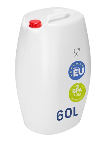 Garronda Wasserkanister Camping BPA-frei Lebensmittelecht Wasserbehälter Kanister 60L Wassertank Camping Zubehör Outdoor Wasserkanister 60L Weiß GD-0082