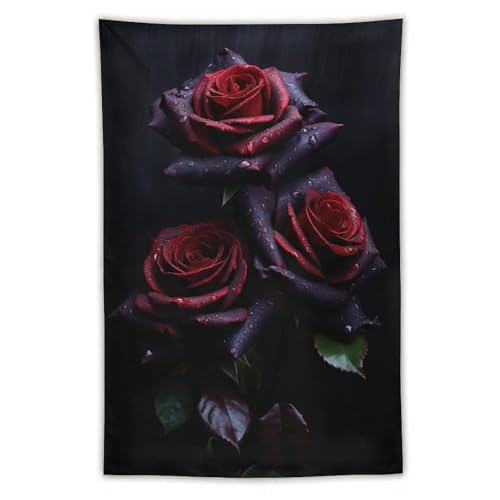 DELIBEST Arazzo con petali, arazzo da parete con piante, decorazione da parete ibrida con rose tea rose, decorazione da parete per camera da letto, soggiorno, dormitorio, 101,6 x 152,4 cm