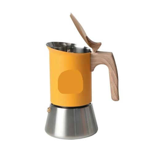 Genérico Olla Moka de acero inoxidable 4/6, amarillo mate. Hogar/Oficina/Uso al aire libre(6cups)