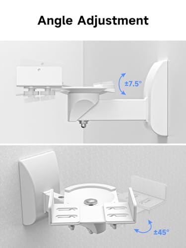 Image of suptek Small Dual Side Clamping Bookshelf Speaker Wall Mounting Bracket for Small Surrounding Sound Speakers, Hold up to 55lbs White SPM201SW