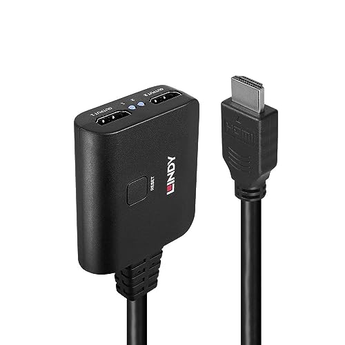LINDY 2 Port HDMI 4K60 Splitter Cable, Schwarz