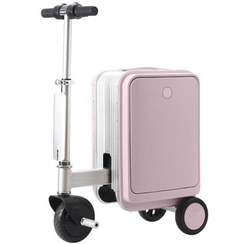 JXUANMM Electric Rideable Suitcase – Scooter Luggage with 250W Motor & TSA Lock, External Charging Port, Luggage Scooter For Travel Load 110kg Pink-20L