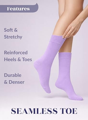 Image of Hugh Ugoli Women's Thin Soft Rayon Derived from Bamboo Crew Socks for Dress, Trouser, Seamless Toe & Non-Binding, 5-8 /9-11