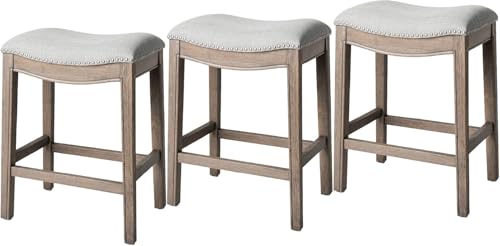 Maven Lane Adrien Backless Counter Stool, Grey, 26", Set of 3