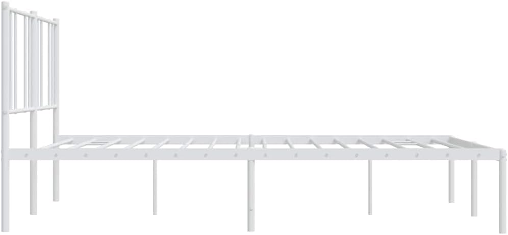 vidaXL 12 Inch California King Metal Bed Frame with Headboard, No Box Spring Needed, Noise Free Platform Bed Frame with Steel Slats, Easy Assembly, Under Bed Storage, Minimalist, White