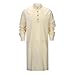 Mens Kaftan Thobe Cotton Linen Henley Shirt Long Sleeve Stand Collar Button Up Robe Casual Side Slit Muslim Gown Clothing 02 Khaki 3X-Large