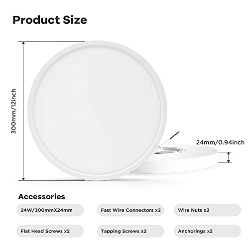 Ocioc 24W Flush Mount Ceiling Light + 24W Smart Ceiling Light Compatible With Alexa For Bedroom thumb #1