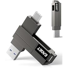 EAGET 64GB USB Flash Drive 2-in-1, USB 3.2 Gen 1 USB-C & USB-A Swivel Design, 150MB/s High-Speed Memory Stick for iPhone 15/16/17, Android, Mac, Laptop, Tablet, PC - Metal Body