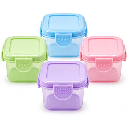 Kit 4 Potes 55ml Para Congelar Papinha Frutas Lanches Grãos Tampa Hermética Porta Leite Em Pó Introdução Alimentar Bebê