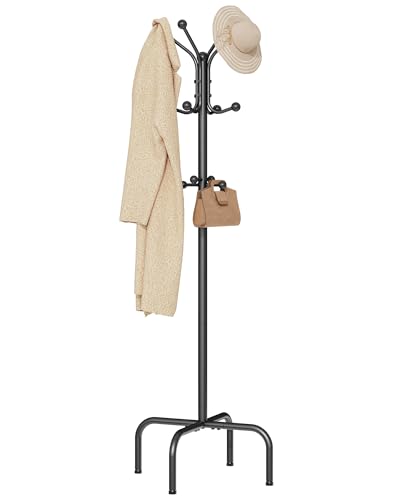 Hoctieon porte manteau sur pieds, porte-manteau bois d'entrée avec 12 crochets, porte-manteau en métal, porte-manteau robuste, arbre à manteau autoportant, Sécurisé...