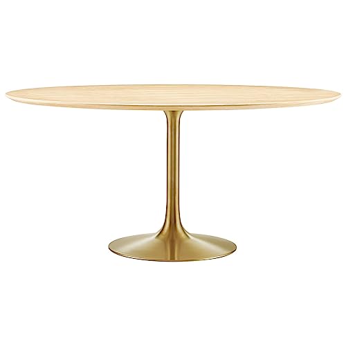 Image of Modway Lippa Dining Table, 60 inch, Gold Natural