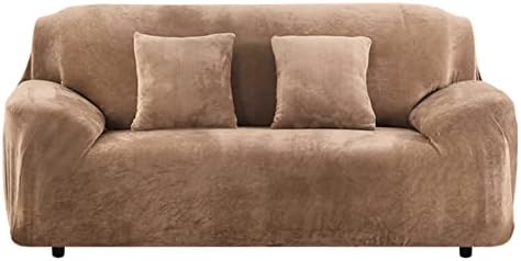 Yeahmart Thick Sofa Covers 1/2/3/4 Seater Pure Color Sofa Protector Velvet Easy Fit Elastic Fabric Stretch Couch Slipcover (Silver Grey, 4 Seater 235-300cm)