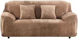Yeahmart Thick Sofa Covers 1/2/3/4 Seater Pure Color Sofa Protector Velvet Easy Fit Elastic Fabric Stretch Couch Slipcover (Silver Grey, 4 Seater 235-300cm)
