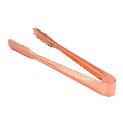 Ice Tongs, Ice Tongs For Ice Bucket Food Tongs with Serrated Tip Stainless Steel Mini Tongs For Home Party Bar Restaurant Use (Copper Plated)
