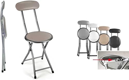 EDITACASA Tabouret pliant fin avec dossier, hauteur assise 45 cm, couleurs assorties pour intérieur, salle à manger, salon, cuisine, bureau