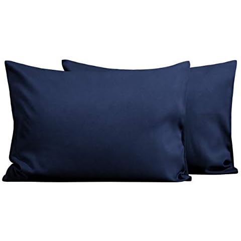 FLXXIE 2 Pack Microfiber Toddler Pillowcases, 14x20 Inches Fits Baby Pillow Sized 12x16, 13x18 or 14x20, Soft and Cozy Small Travel Pillow Covers with Envelope Closure, Navy Cover