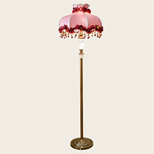 Lampadaire Lampadaire LED Salon Lampadaire vertical Lampe de chevet de chambre à coucher Lampe de chiffon de jardin Rose Rouge Lampe créative de thé de cuivre Lampadaire dans le salon