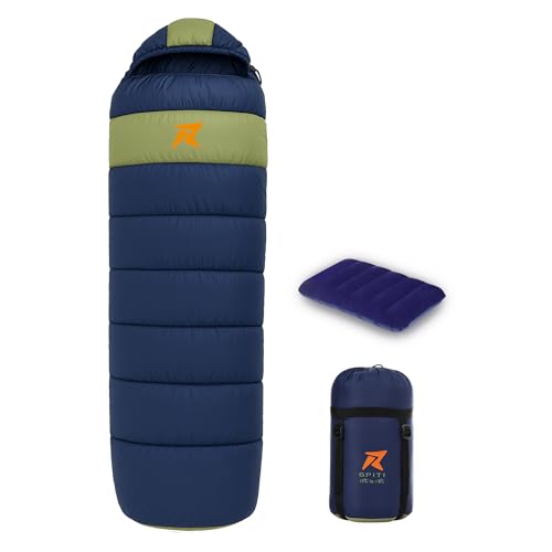 Rocksport Spiti +2°C to +10°C Sleeping Bag for Adult with Air Pillow, Camping Sleep Bag with...