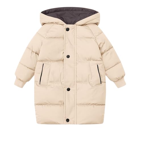 Girls Puffer Jacket Long Down Coat Heavyweight Hooded Padded Winter Coat Medium Length Quilted Outwear for Kids