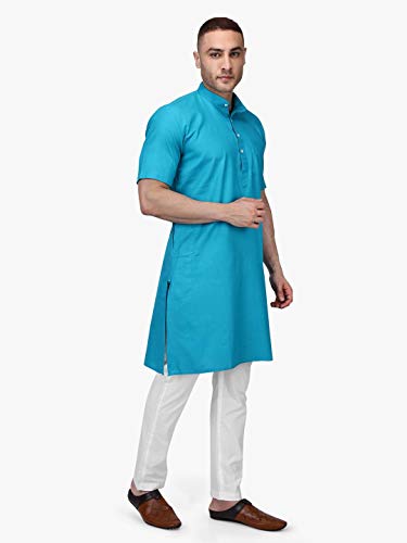 Image of Rajubhai Hargovindas Men's Premium Cotton Half Sleeve Solid Kurta